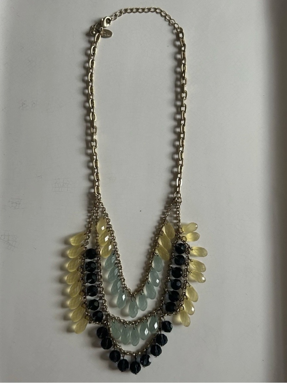 Lia Sophia REFRESH Necklace Gold-Tone w/ Glass & Resin Beads 16-19" Statement
